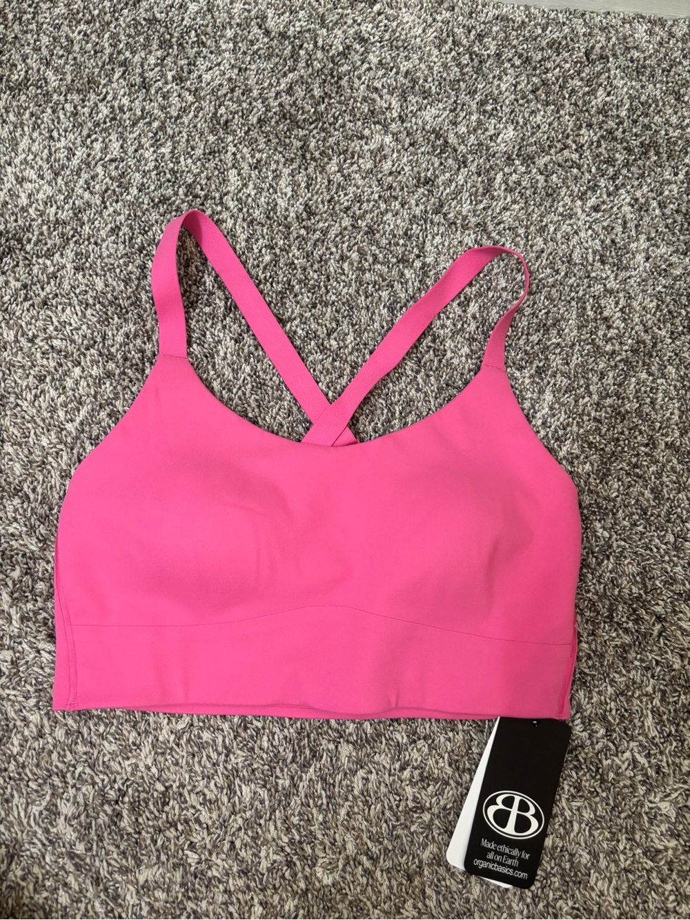 Organic Basics Pink Active Cross-Back Bra Sz Small